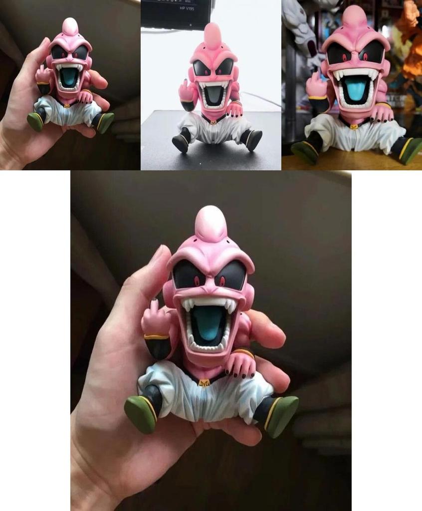 Design Intemporel Dragon Ball Z Super Saiyan Kid Buu Doigt d'Honneur Vertical Figurine en PVC