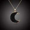 Exquisite Moon Shape Stone Female Link Chain Pendant Necklace With Drusy Charm