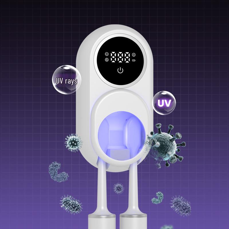 UV Toothbrush Sterilizer with Electric Drying and Punch-Free Storage for Single/Double Users