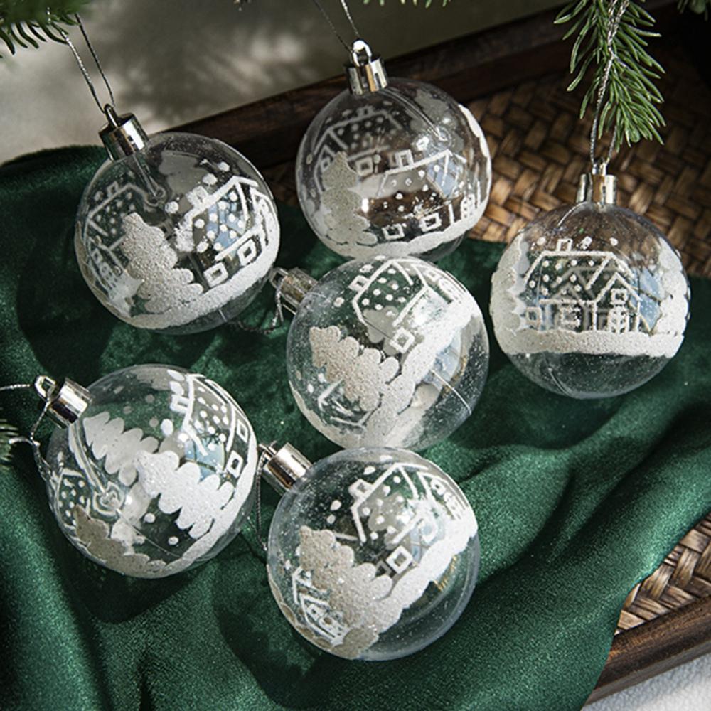 6 szt./pudełko Ozdoba choinkowa Przezroczyste bombki świąteczne Ozdoby do zawieszenia na Boże Narodzenie
