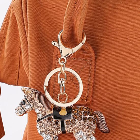 Rhinestone Horse Keychain Sparkling Animal Charm Key Chain Zinc Alloy Key Ring Pendant Handbags Wallet Accessories