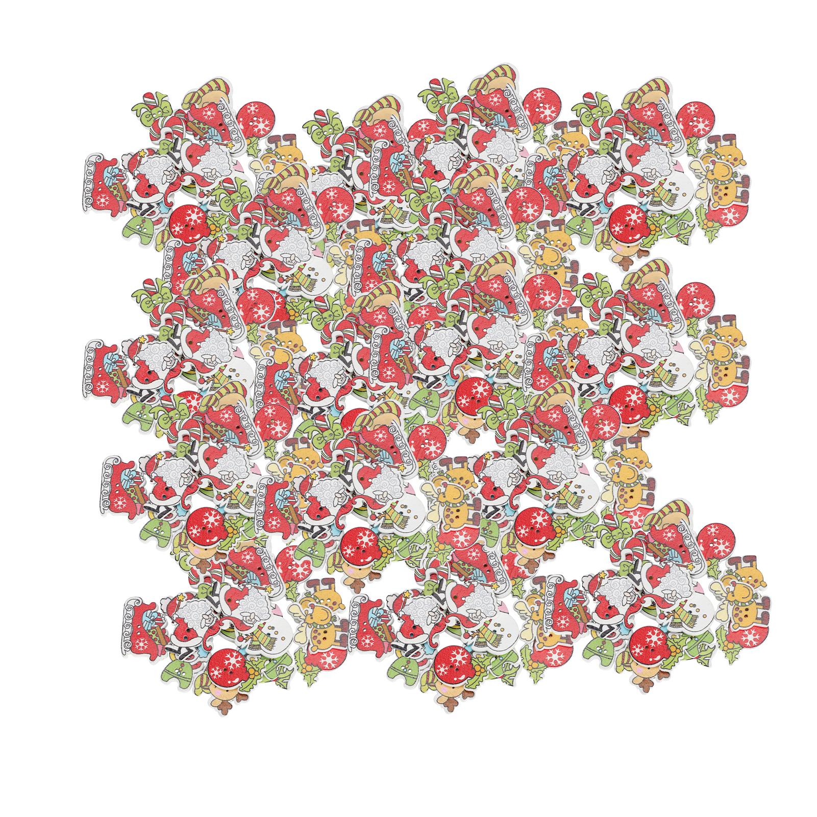 

200 шт. Микс милых швейных деревянных пуговиц с плоской задней стороной Снежинка Снеговик Лось Аксессуары для рукоделия на Рождество DIY