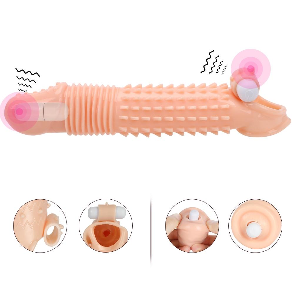 Vibrating Dick Sleeve Penis Enlargement Condoms Reusable Condoms Dildo Enhancer Sleeves Sex Toys For Men Delayed Ejaculation