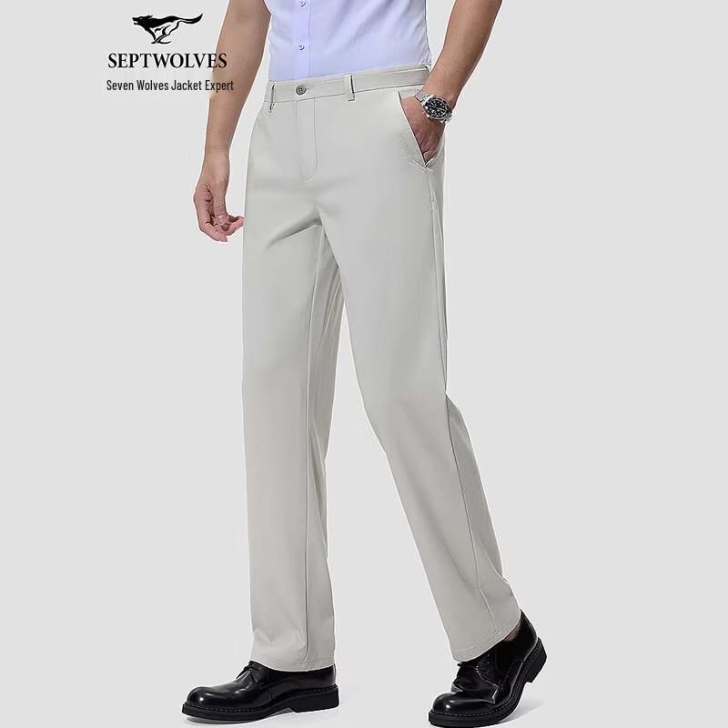 SEPTWOLVES Men s Spring/Summer Straight-Leg Casual Pants 35A