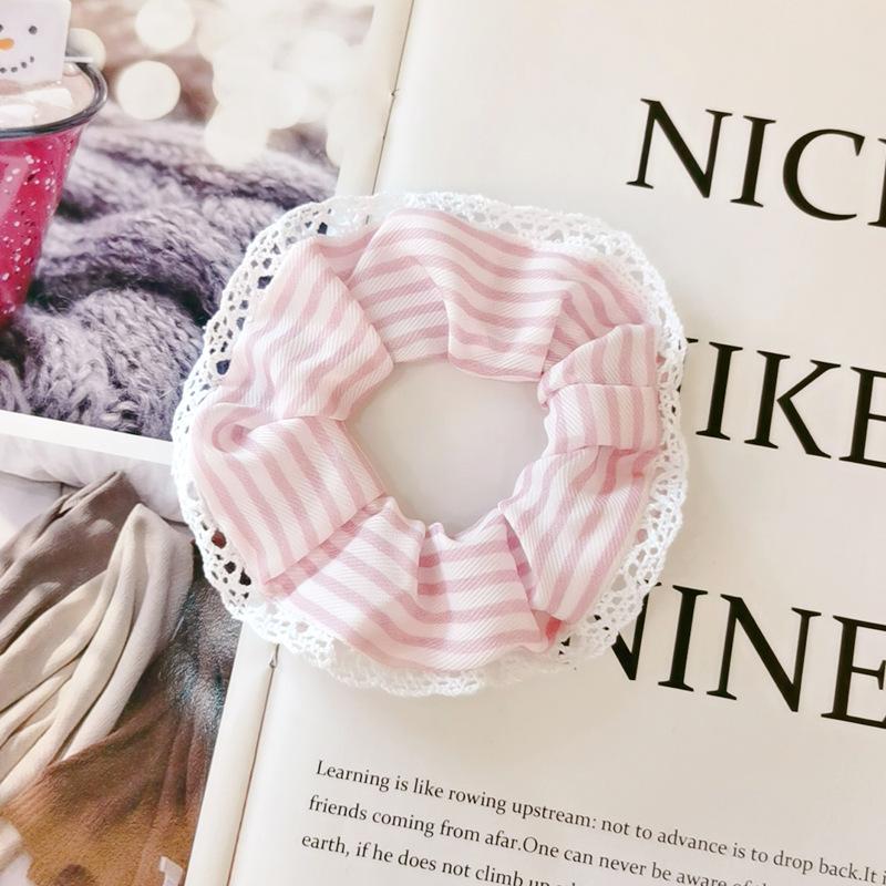 2PCS Minimally striped elastic headband hair accessory hair tie ponytail rope