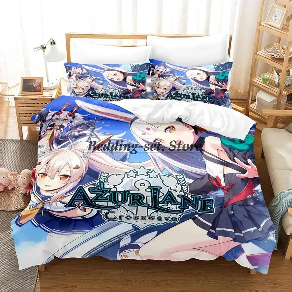 Azur Lane Bettwäsche Set Einzelbett Twin Full Queen King Size Bettset Aldult Kind Schlafzimmer Bettdeckenbezug Sets 3D Druck Anime Bettlaken Set