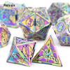 7 Pcs Colorful Double Swords Metal Dice Solid Polyhedral Dice Set Suitable for Role-Playing RPG  DND Pathfinder Board Game