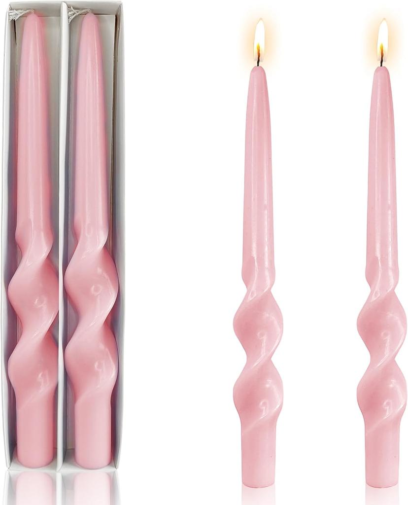 Spiral Taper Candles - 10 Inch Long Unscented Candle Sticks Twisted Candles for Dinner Decor Housewarming Gift Idea 2pcs