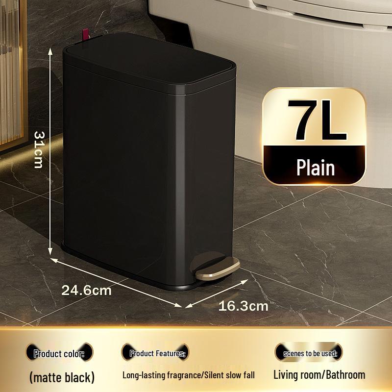 Stainless Steel Incense Burner Trash Can - Waterproof Foot Pedal Luxury Bathroom Basket