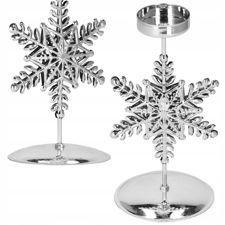 Świecznik Glamour Srebrny Na Tealight Śnieżynka