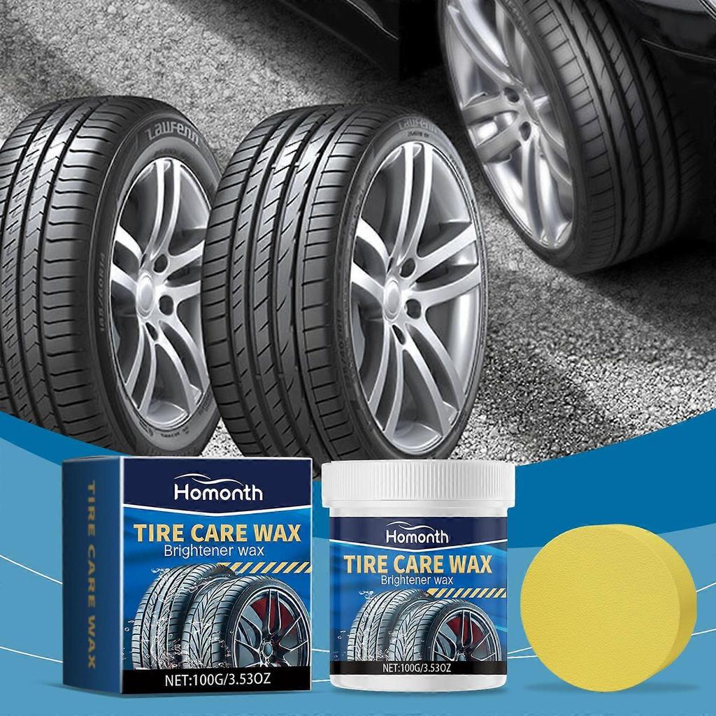 Car Tire Maintenance Cream Tire Maintenance Wheel Decontamination Brightening Rust Removal Tire Cleaner 100g*1, Sponge*1