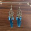 Trendy Ethnic Retro Multicolor Feather Beaded Circle Dangle Earrings