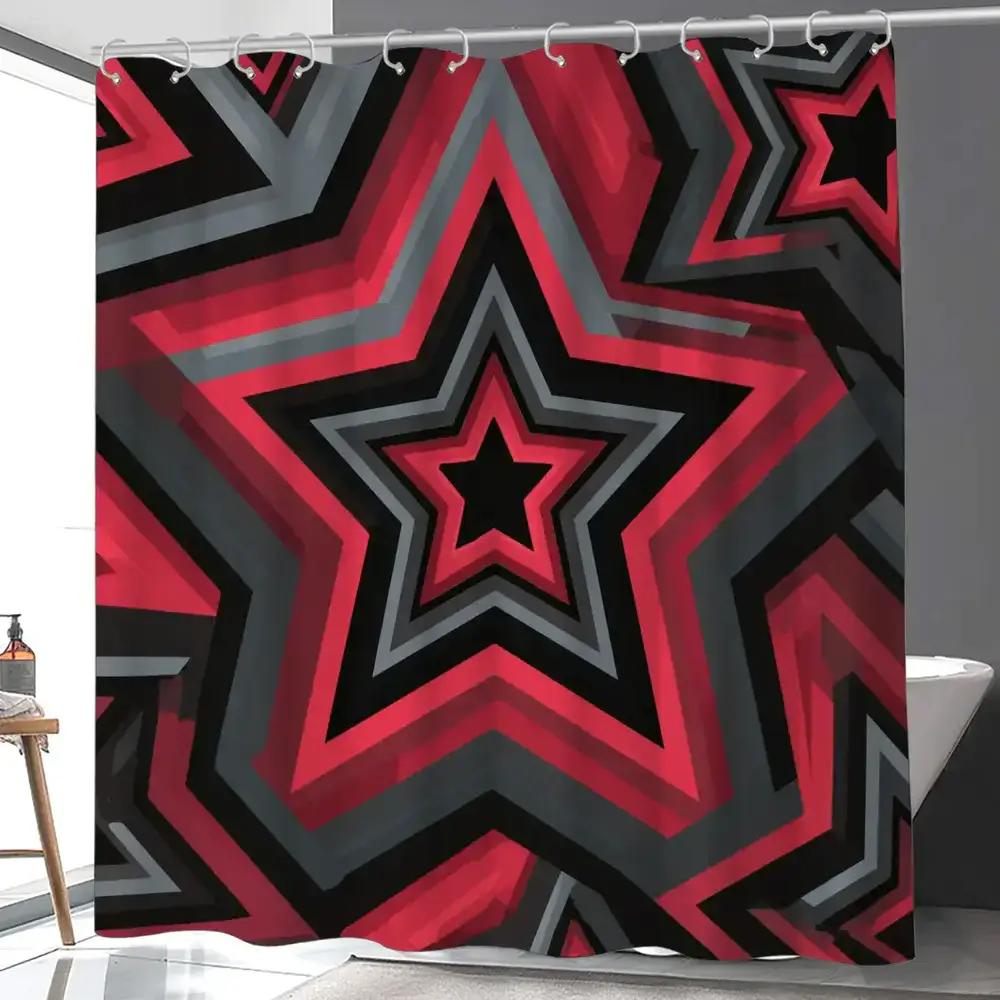 

1pc Bathroom Shower Curtain, Superhero Theme Day, Star Festival Shower Curtain, Includes 12 Hooks, 180*180cm Bathroom Curtain 90x180cm