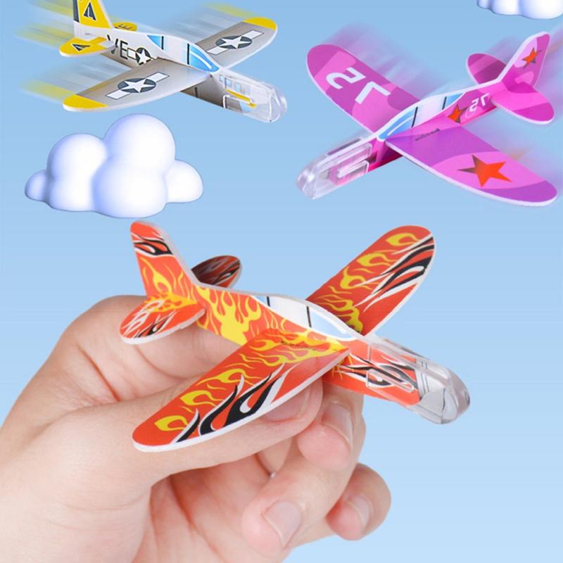 10Pcs Mini Diy Foam Airplane Glider Planes Hand Throw Flying Game Kids Party Favors Outdoor Launch Fighter Toy For Children