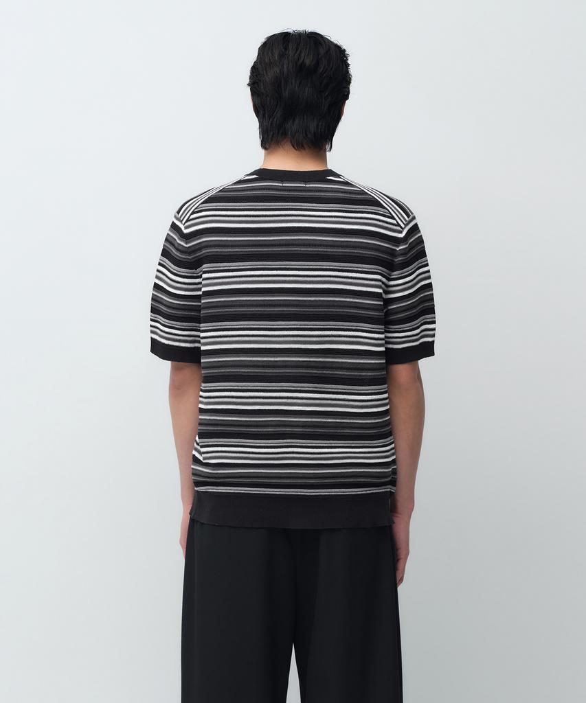 MUSINSA STANDARD Multi-Stripe Short Sleeve Knit [Black]