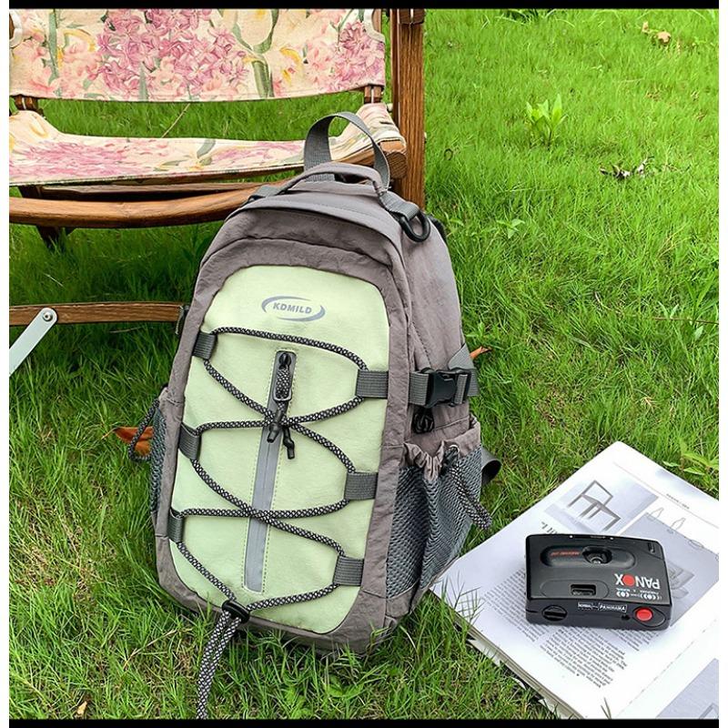 School bag new high-value fresh contrasting color splicing backpack couple lightweight mountaineering travel spring outing backpack