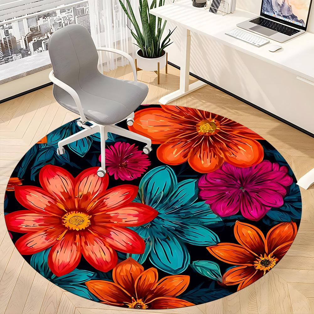 1PC Floral Pattern Chair Carpet for Office, Indoor Non-Slip Washable Carpet, Soft Comfortable Mat For Office Room yy250930322
