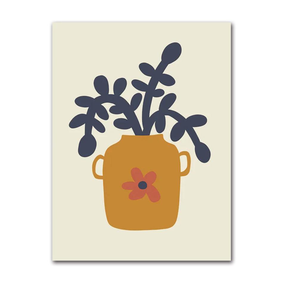 Boho Vase Teapot Flower Pot Plant Posters Prints Abstract Canvas Painting Nordic Wall Art Pictures Living Room Home Decor