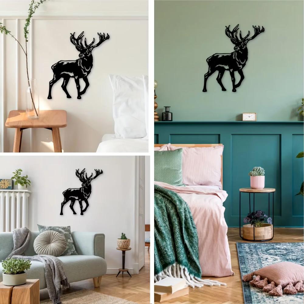 Metal Deer Cabin Decor - Gift for Deer Hunters. Outdoor & Room Wall Decor. Classic Silhouette Metal Artwork.