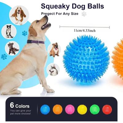 Gıcırtılı Köpek Oyuncak Topları Yavru Diş Kaşıma Oyuncakları, BPA İçermeyen Toksik Olmayan Dikenli Toplar Köpekler için Dayanıklı Oyuncaklar Agresif Çiğneyiciler için