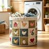 Large Capacity Quilted Laundry Basket Multi Color Pattern Clothes Storage Bucket  Bathroom