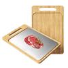 Kitchen Bamboo Wood Layer 304 Stainless Steel Chopping Board,Double-sided Usable Class A Bamboo Wood Cutting Board 29x20CM