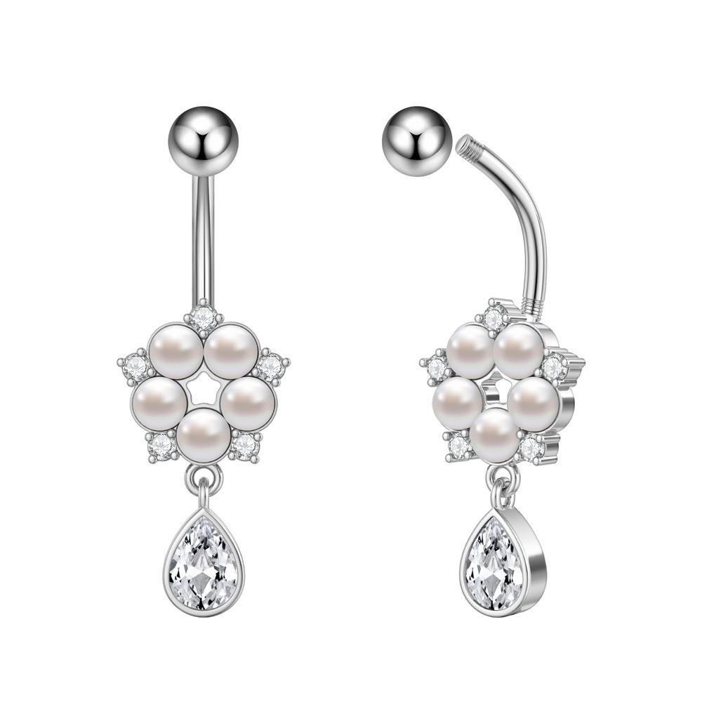 Exquisite Belly Navel Stud Stainless Steel Navel Button Trendy Butterfly Chain Navel Ring Daily