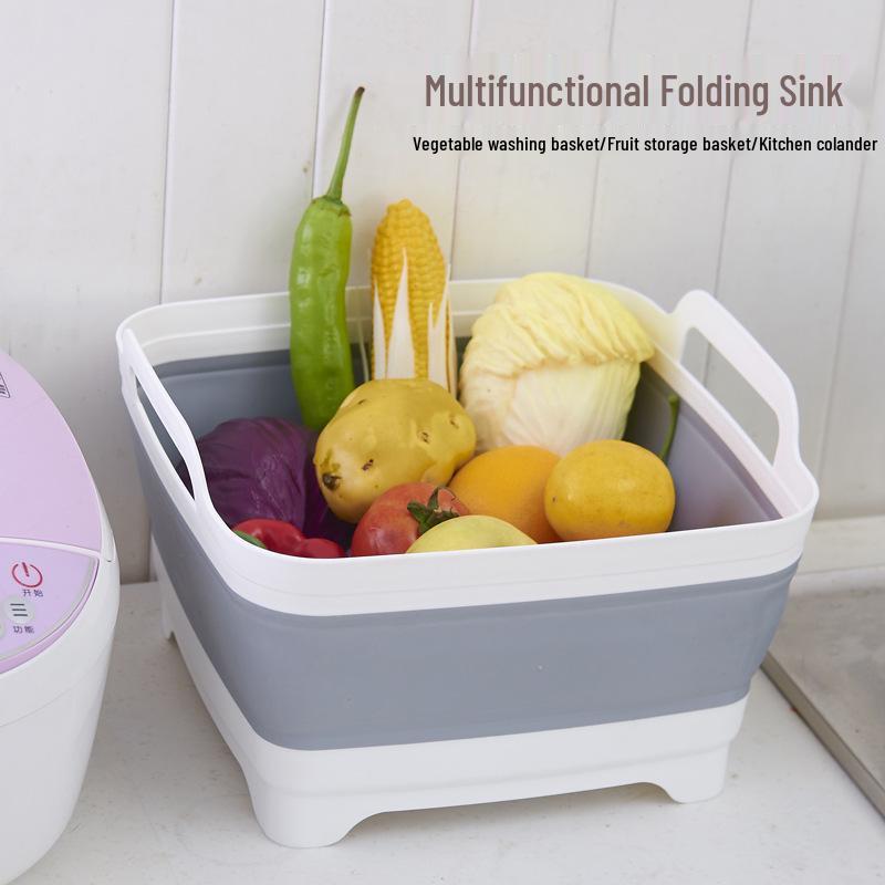 Collapsible Plastic Wash Basin - Portable, Thickened Folding Sink & Ice/Fruit Bucket