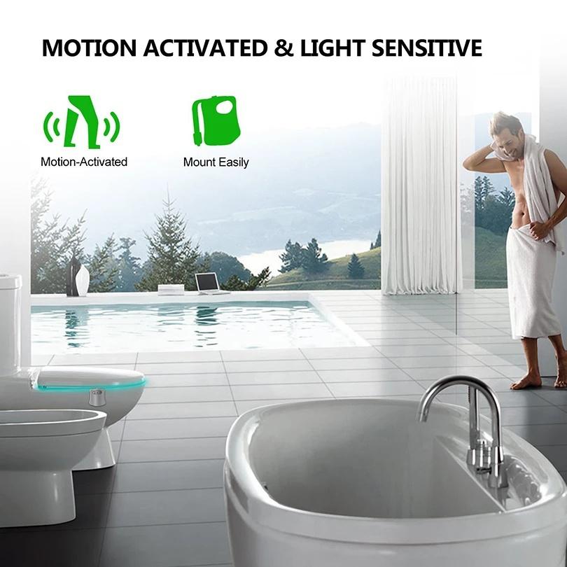 Toilet Night Light PIR Motion Sensing Automatic Toilet Night Light 8 Colors Toilet Bowl Lighting for Bathroom Washroom