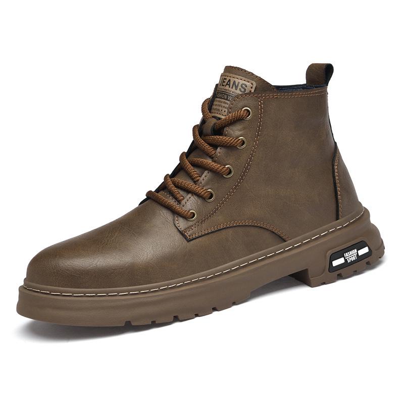 Men's Plus Size Martin High-Top Lace-Up Cowhide Winter Leather Work Boots