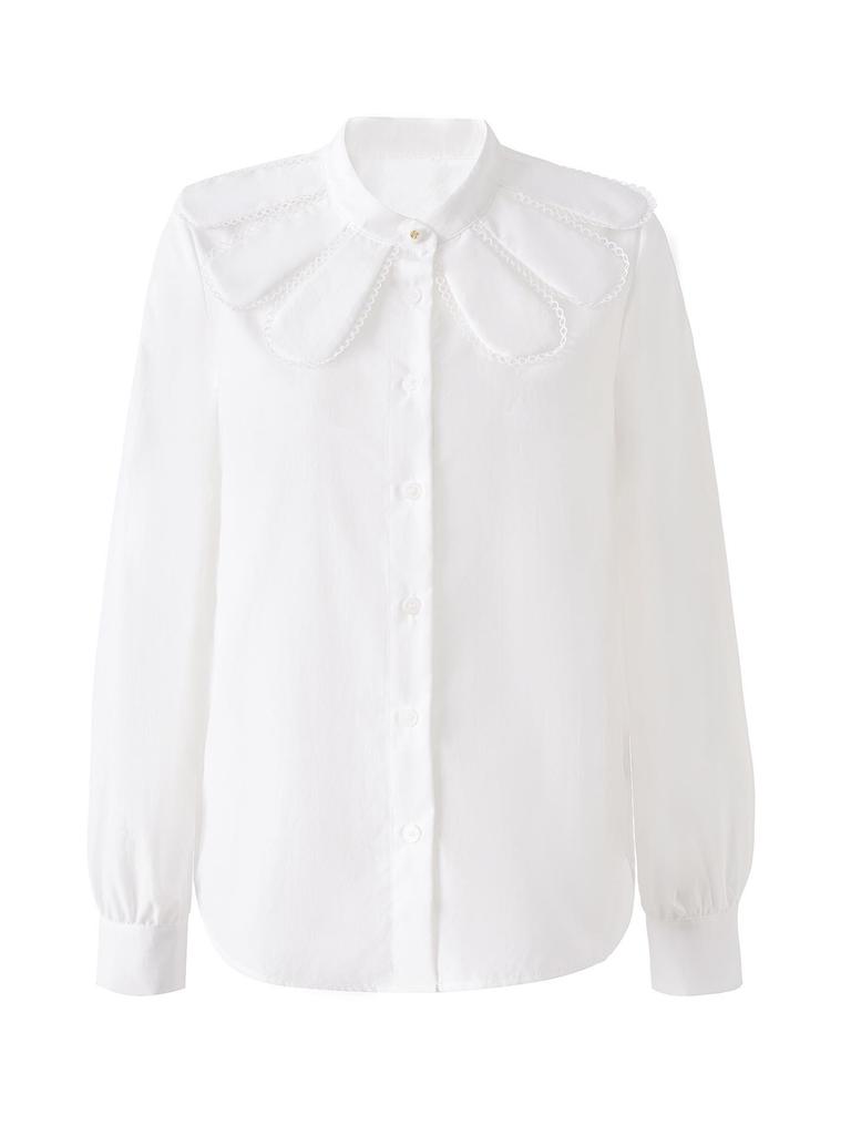 Nanyou Elegant French Petal Collar Women's Spring Shirt