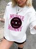 Muscle Mommy Graphic T-Shirt Funny Gym Workout Motivation Tee Barbell Plate Print Harajuku Streetwear Aesthetic Fashion Tops