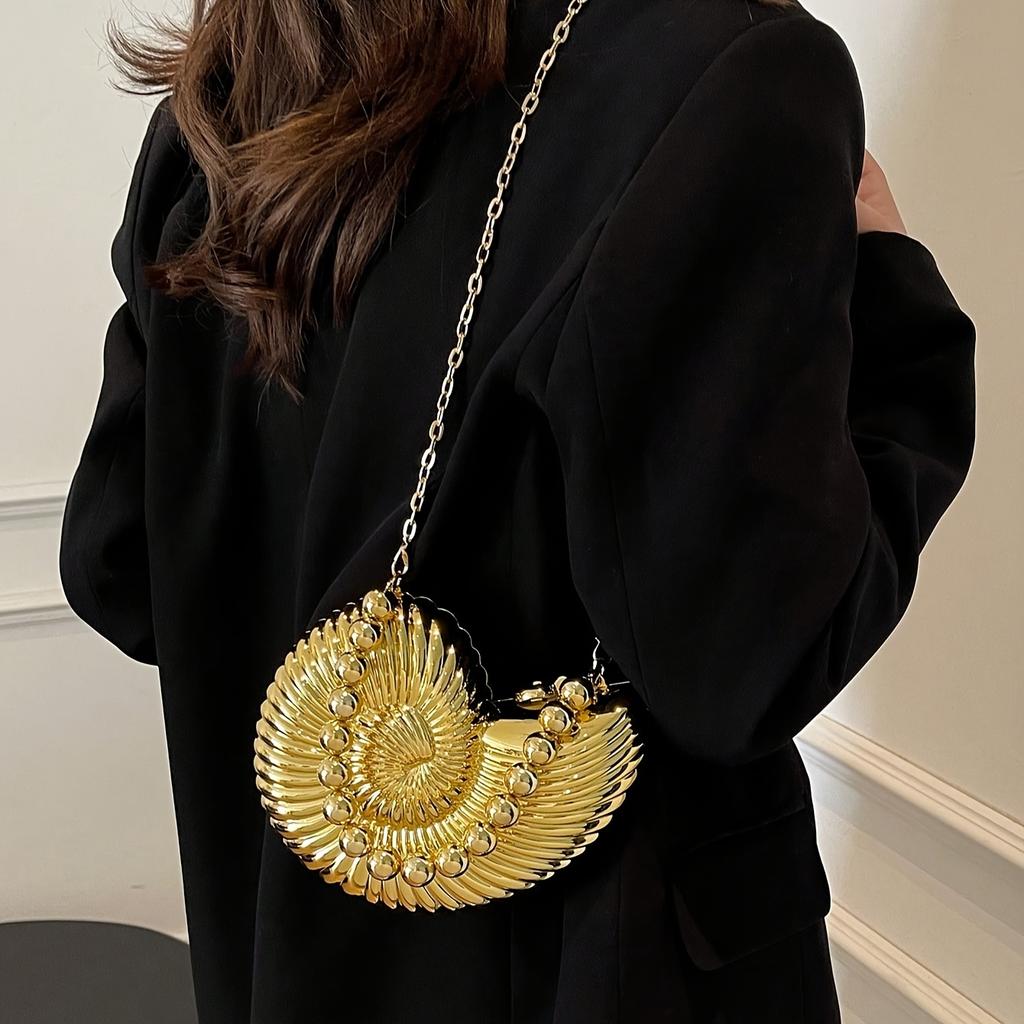 Summer-Themed Handbag Shaped Like a Conch, Perfect for Parties And Evening Events
