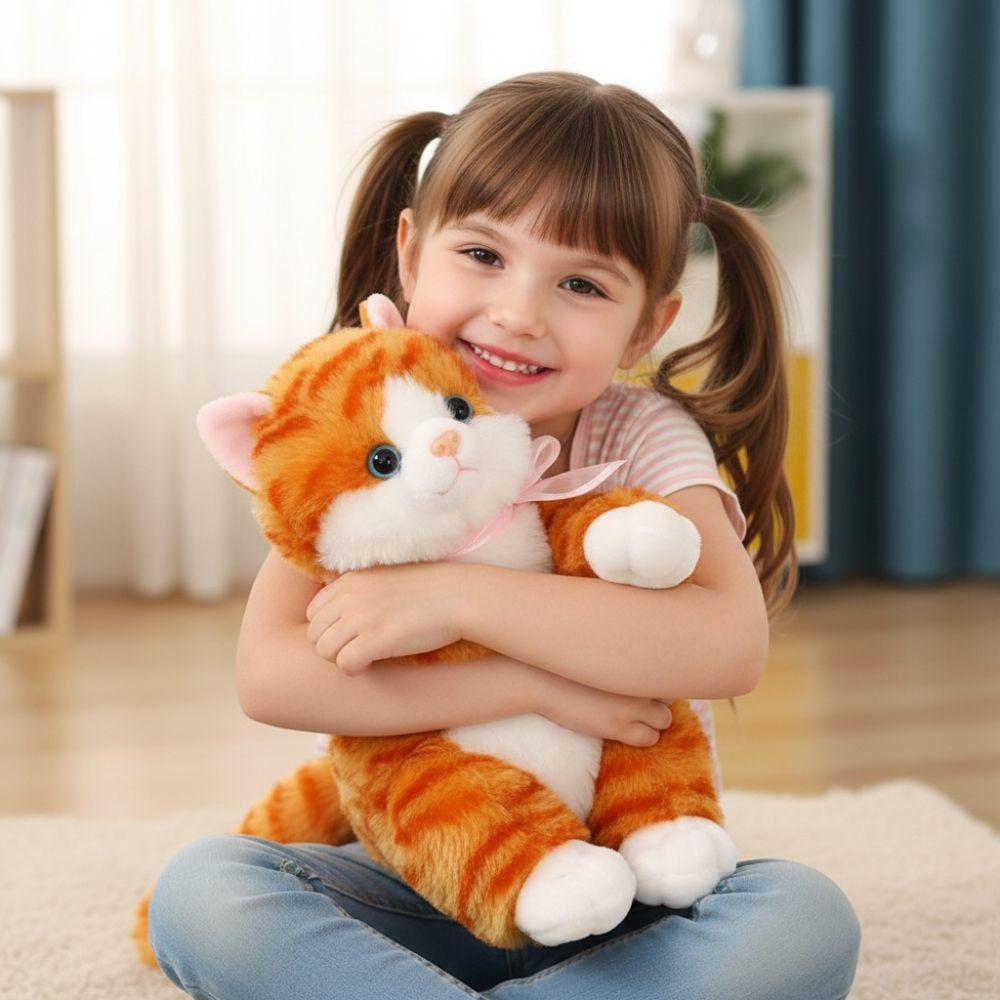 Cute 30Cm Simulation Cat Soft Fluffy Realistic Voiced Cat Soothing