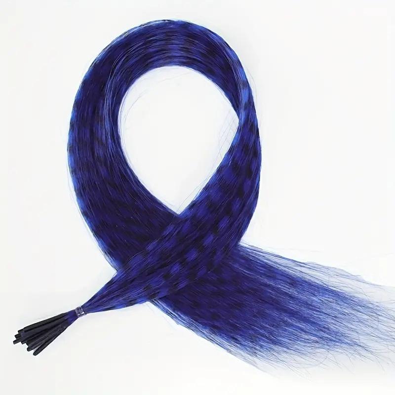10Pcs Colored Hair Feathers Extension Kit for Women Long Straight Synthetic Hair Feather for Cosplay Party