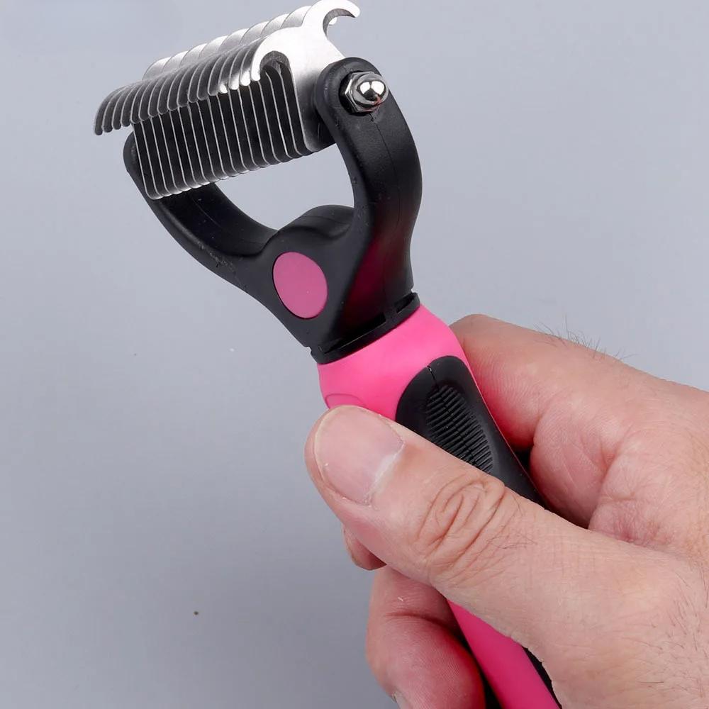 Pet Fur Knot Cutter Dog Grooming Shedding Tools Double Side Cat Hair Removal Comb Brush Long Curly Hair Cleaner Comb Pet Product
