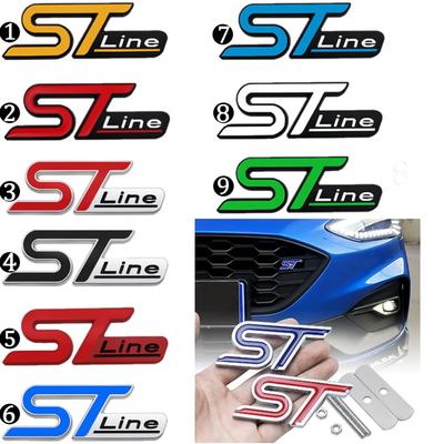 ST LINE Odznak mřížka Logo 3D samolepka s kovovým emblémem Příslušenství pro ST Fiesta Focus Kuga Mondeo Ecosport atd.