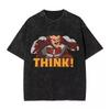 Summer Invincible Animation Mark Washed Vintage Tshirt Loose Fit Unisexs And Unisexs Trendy Printed Couple Short Sleeve Shirt