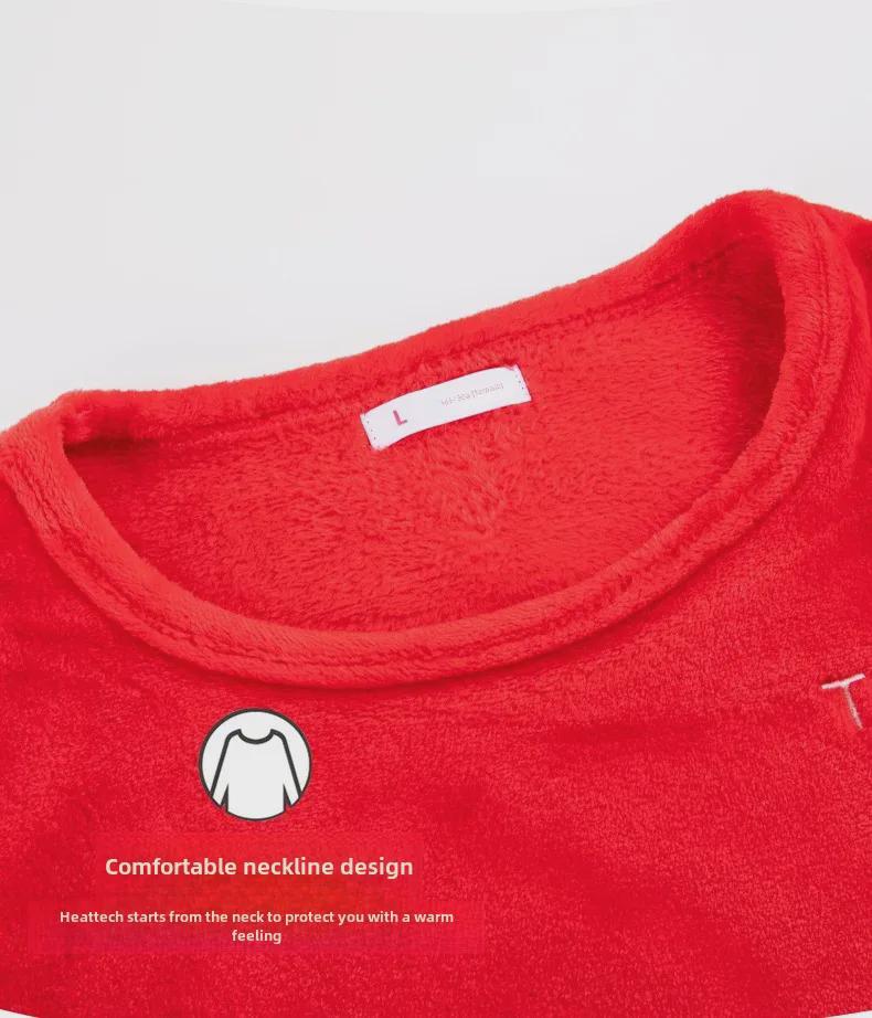 Rode Feestelijke Winter Bruiloft Koppel Pyjama's met Rits - Langharig Koraalfleece