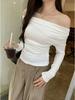 Chic One-Shoulder Slim Long-Sleeve T-Shirt for Women - Perfect for Spring and Autumn