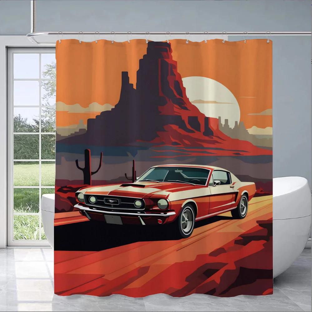 M-Mustang CarS Curtains in the Bathroom Curtain Shower Folding Partition Accessories Bath Bedrooms Houses Rooms Quarto Home Se