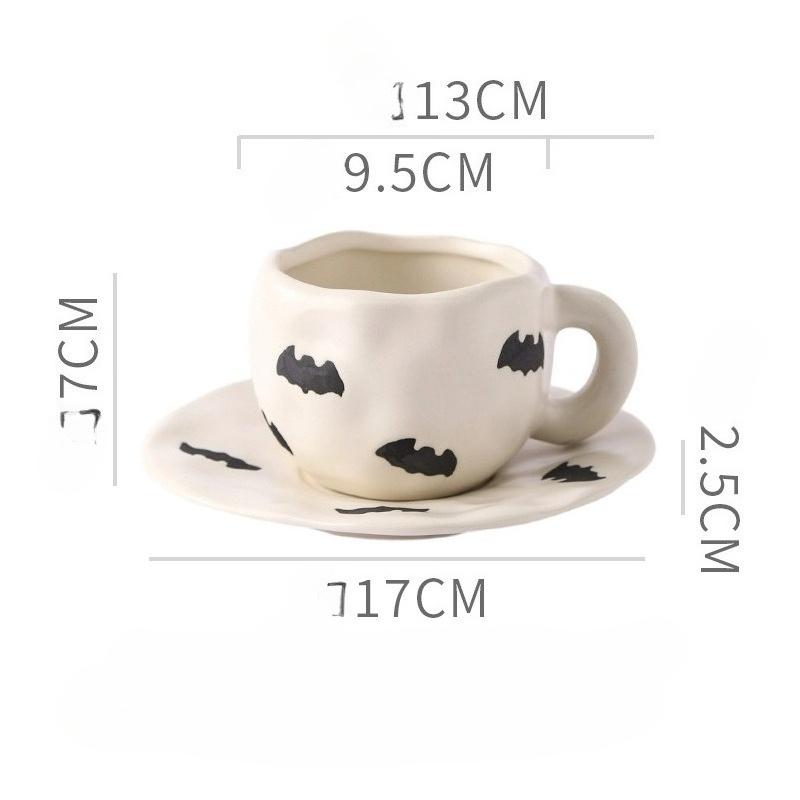 Creative Halloween Ceramic Mug Disc Set Household Kitchen Coffee Cup Plates Pumpkin Bat Milk Oat Breakfast Cup Set Festival Gift