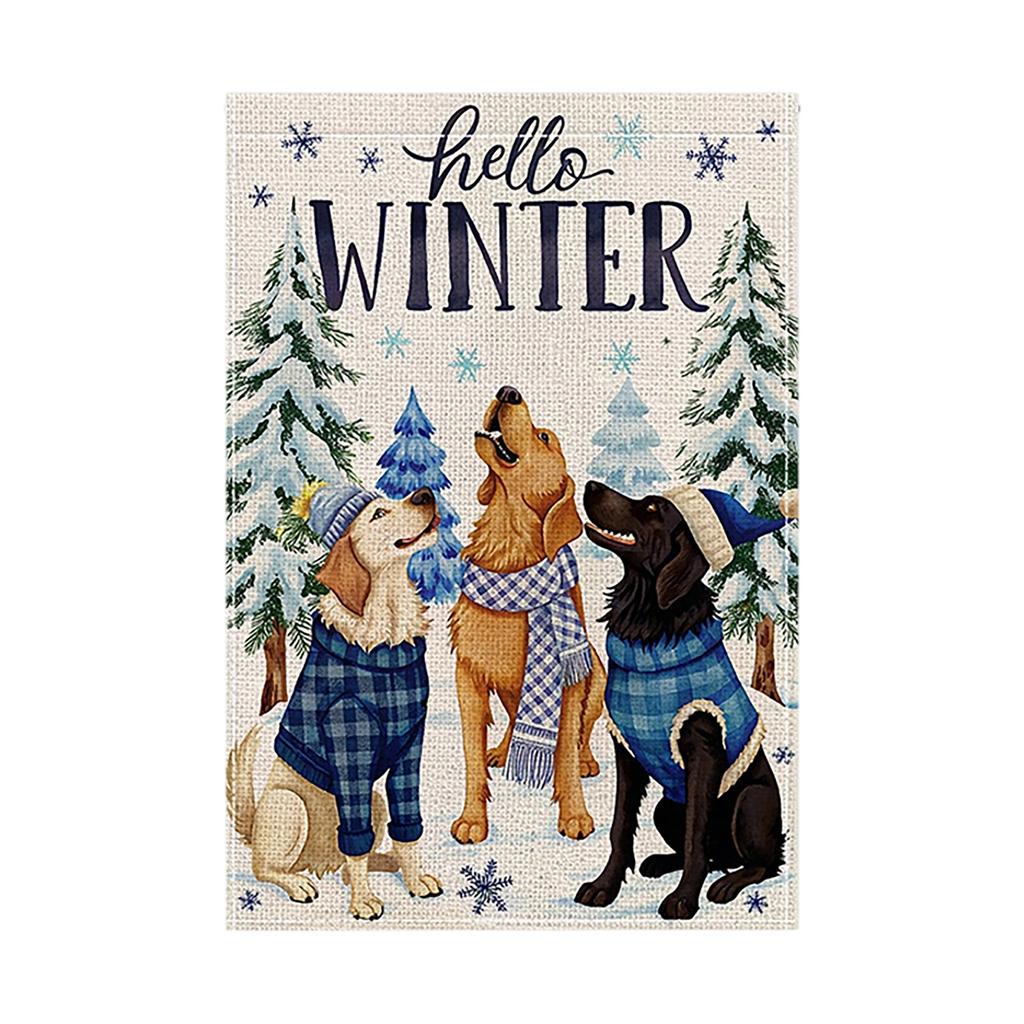 Christmas Day Garden Flag Polyester Double Layer Printed Outdoor Flag Courtyard Decoration Flag