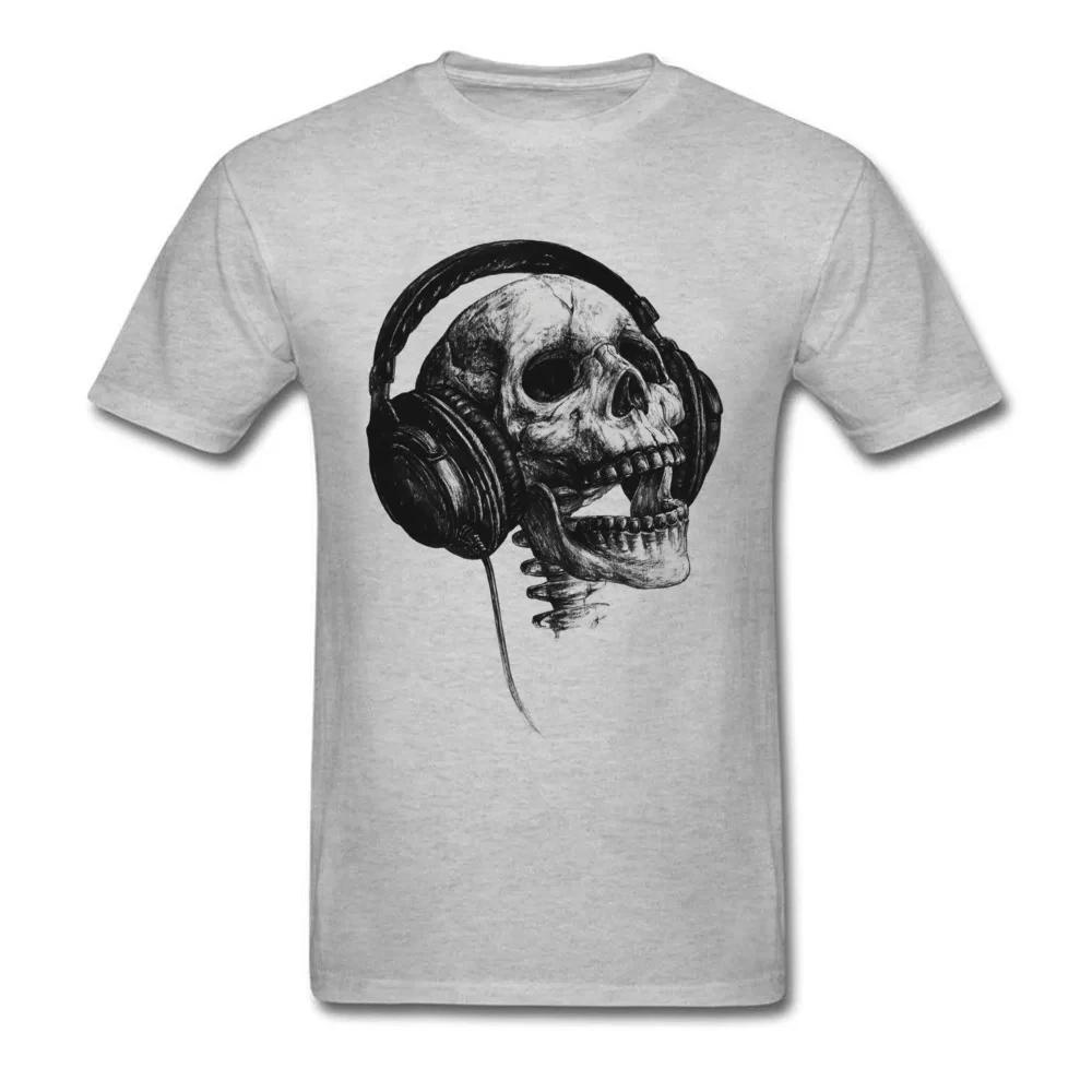 

Music Forever Tops Tees 2024 Mens T Shirt DJ Skull Tshirt Headphone Skull Print T-shirt Cotton Fabric Clothes Grey Shipping XXXXXL небо синє кольору