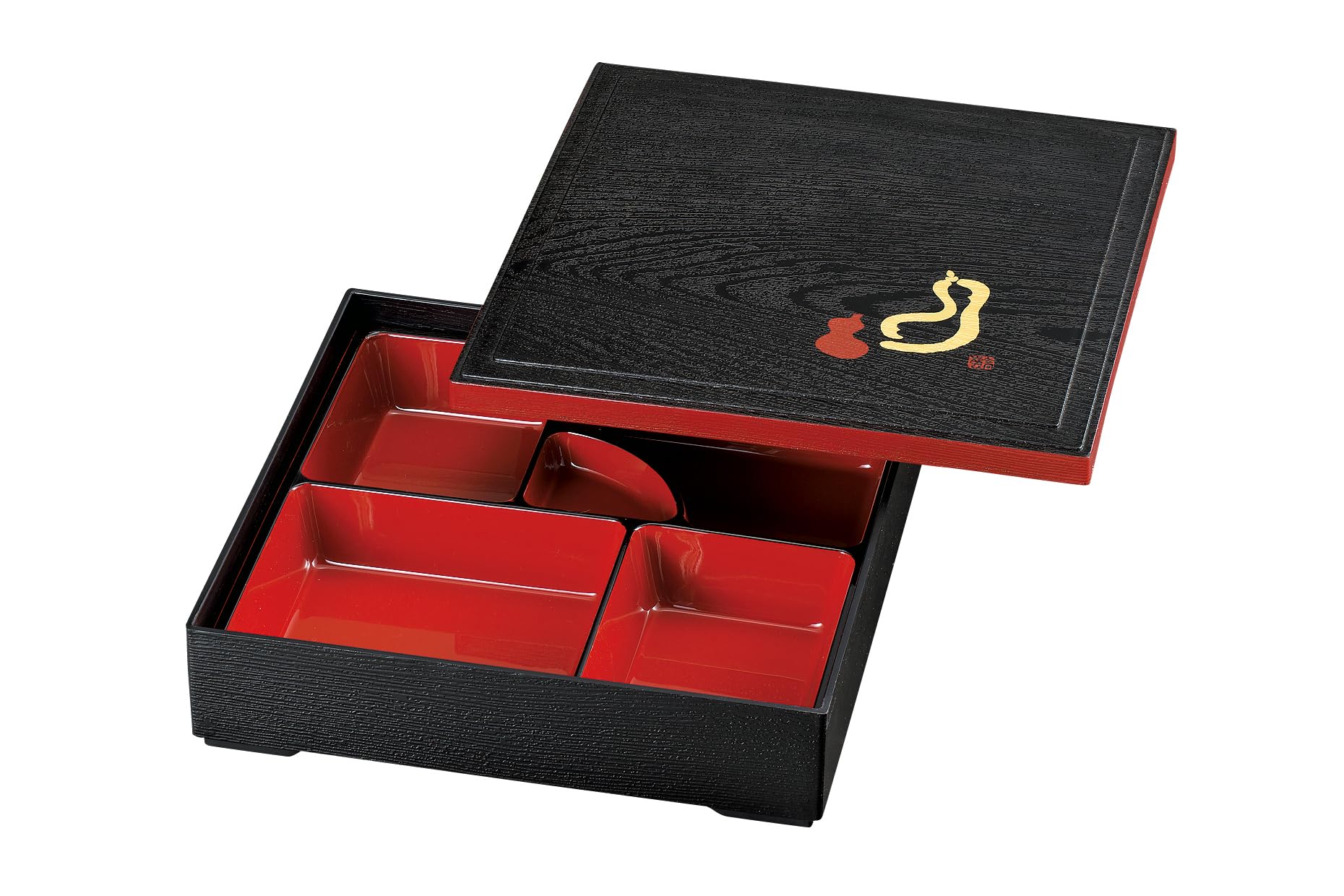 

Nakatani Brothers Company Yamanaka Lacquerware 8.5cm Shokado Bento Box (with divider) Black Hisago 37-4915