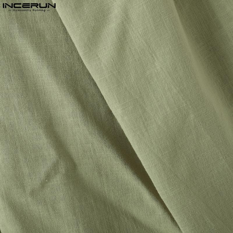 INCERUN Men Zip-Up High Waist Layers Long Trousers Casual Pants