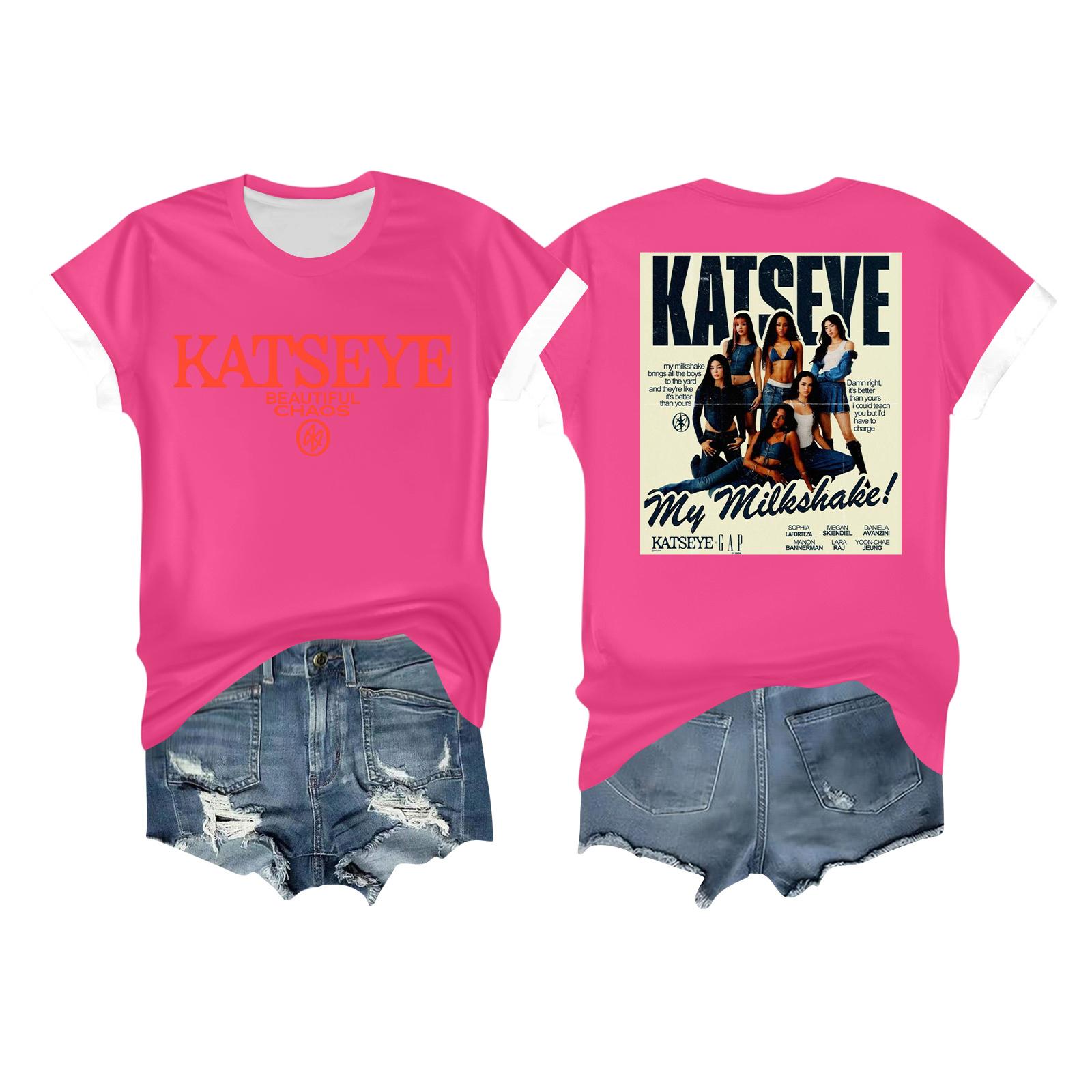 

Женская повседневная футболка с принтом, пуловер с круглым вырезом, топ с коротким рукавом M розовый