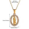 Virgin Mary Pendant With Diamonds Necklace For Women Gold Color Medal Charm Stainless Steel Religious Punk Jewelry Easter Gift