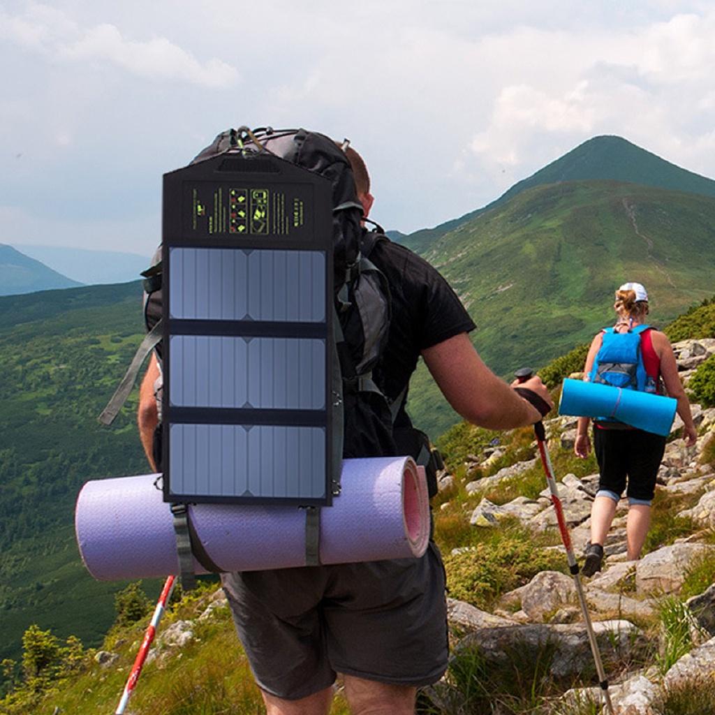 21W Portable Solar Panel Dual 5V USB Folding Foldable Waterproof Panel Charger Power Bank for Phone Battery Fast Charger