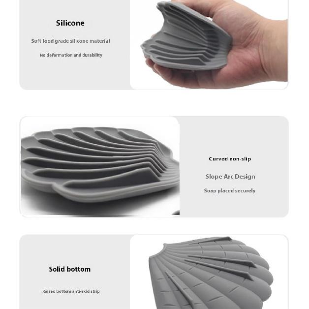 2-Pack Premium Silicone Soap Dish with Self-Draining Design, Anti-Skid Soap Holder for Shower, Bathroom, and Kitchen Keeps Soaps Dry and Extends